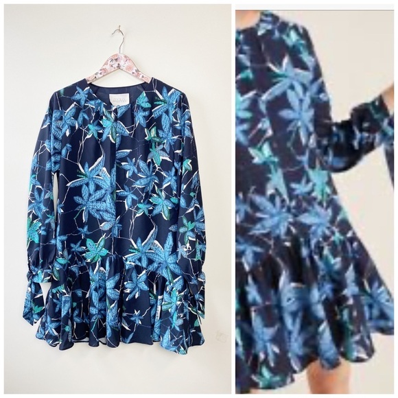 MARE MARE Blue Floral Felix Flounce Dress! Anthropologie Small - Picture 10 of 11